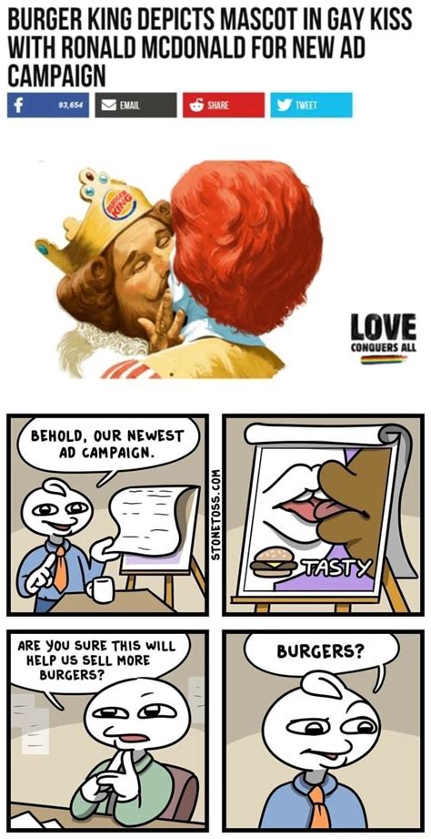 Burger King Depicts Mascot In Gay Kiss With Ronald Mcdonald For New Ad Campaign Conquers All