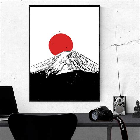 Mount Fuji Japanese Modern Wall Art Japan Minimalist Art Etsy
