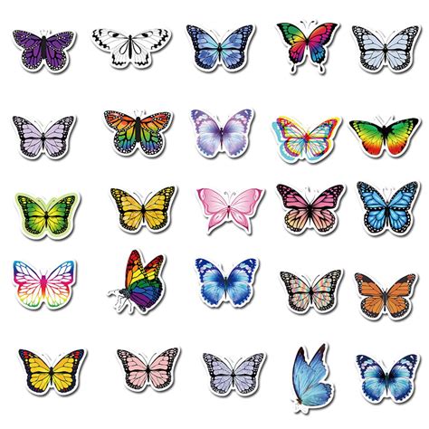 Pack Of 25 Or 50 Vinyl Butterfly Stickers Die Cut Decal Set Etsy