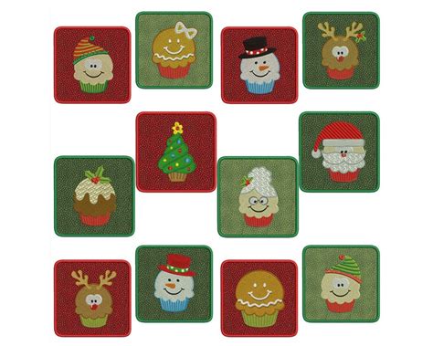 In The Hoop Coasters Christmas Machine Applique Etsy