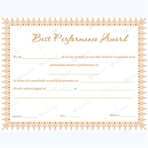 Best Performance Certificate Template 5 Templates Example