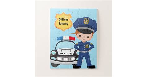 Personalized Police Officer And Patrol Car Kids Jigsaw Puzzle Zazzle