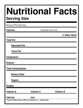 This one is provided by walle packaging. Blank Nutrition Labels by The Barefoot Professor | TpT