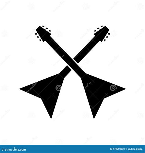 Two Crossed Guitars Icon Musical Instrument Isolated On White