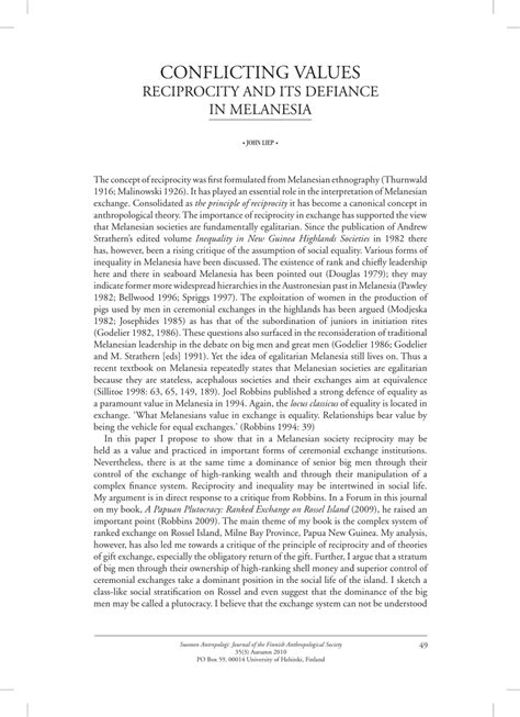 pdf conflicting values reciprocity and its defiance in melanesia—john liep responds to