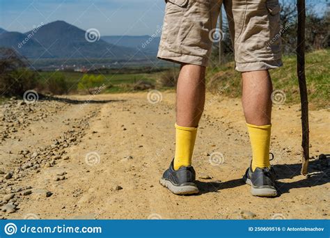 Close Up Photo Of Young Hiker S Feet At Rolling Hill Landscape Travel