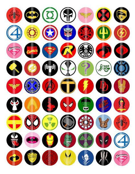 Super Hero Logos 60 1 Bottle Cap Images By Mimosymonerias Marvel