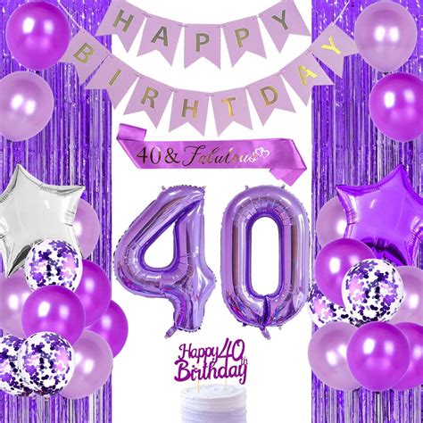 Buy Purple 40th Birthday Decorations For Women 40 Fabulous Party