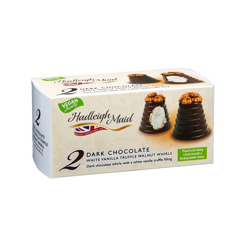 Hadleigh Maid 2 Vegan Dark Chocolate Vanilla Truffle Walnut Whirls 90g