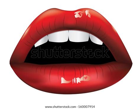 Shiny Beautiful Female Lips Red Color Stock Vector Royalty Free