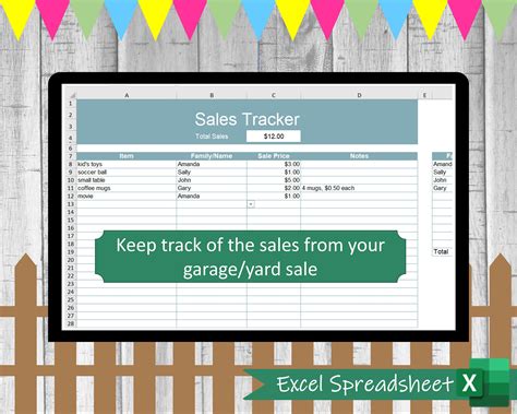 EXCEL Multi Family Sales Tracker Garage Sale Log Yard Sale Tracker - Etsy