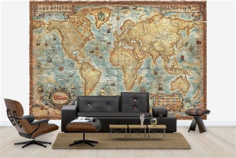 Modern World Antique Map Affordable Wall Mural Map Wall Mural Map
