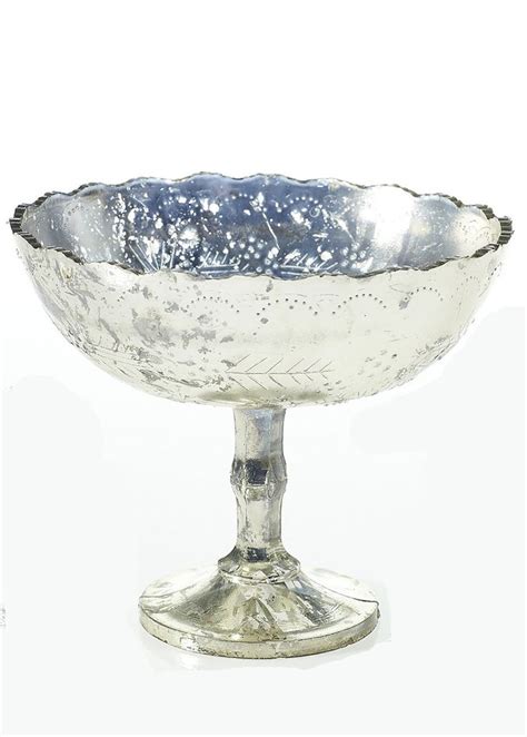 Silver Mercury Glass Pedestal Bowl Vintage Wedding Ideas Afloral