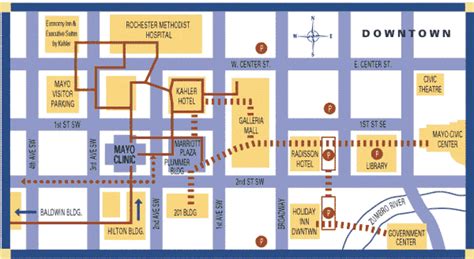 Map Of Downtown Rochester Mn With Major Attractions