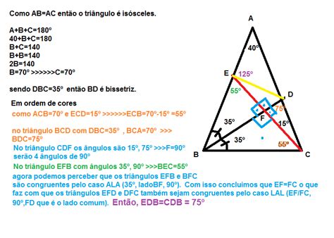 Abc é Um Triângulo Isósceles Com Â 40º E Ab Ac Marca Se D Sobre