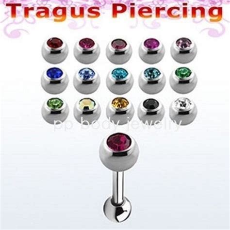 1pc 16g 14 6mm 316l Surgical Steel Tragus Helix Barbell With Cz Gem Ball Ebay