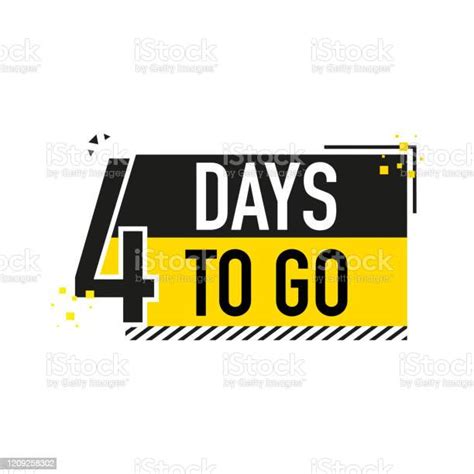 4 Days To Go Poster In Flat Style Vector Illustrations For Time