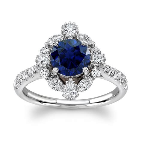 A stunning vintage sapphire and diamond ring set in 14kt. Stunning 2ct Ceylon Sapphire and Parade Diamond Engagement ...