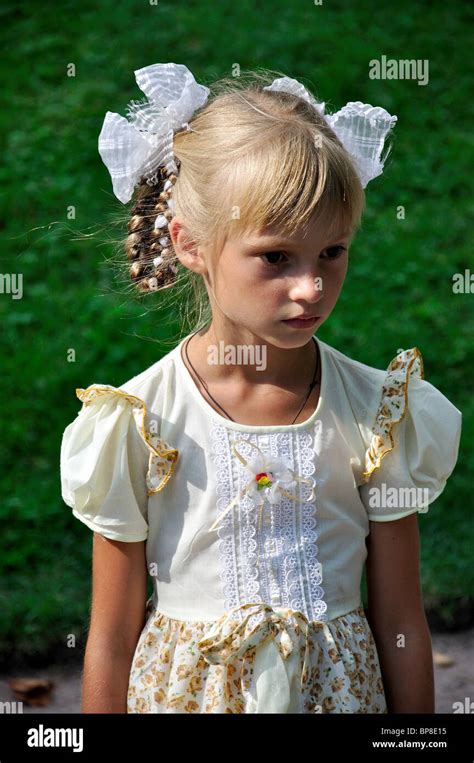 Young Russian Girl With Hair Ribbons The Catherine Palace Play Russian