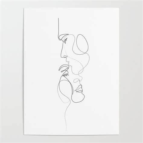 Lovers Minimal Line Drawing Art Print 2 Poster By Draw4you