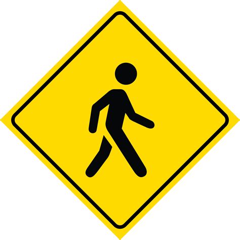 Yellow Diamond Caution Walking Pedestrian Person Crossing Signs