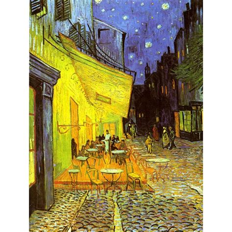 J'écoute ___musique tous les soirs. Vincent Van Gogh, Terrasse du café le soir - All4prints