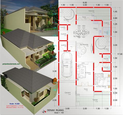 Check spelling or type a new query. Desain Denah Rumah Lebar 9 Meter 1 Lantai | Jasa Desain Rumah