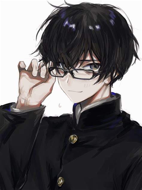On Twitter Black Haired Anime Boy Black Hair Anime Guy Anime Glasses Boy