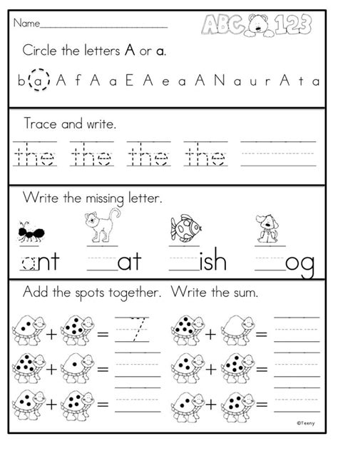 Kindergarten Homework Activities