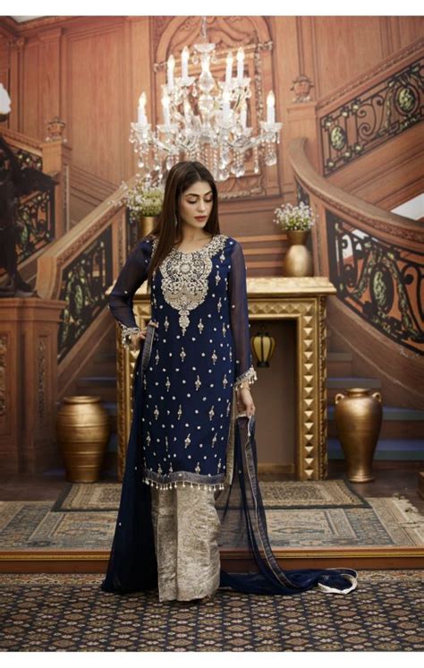 Exclusive Navy Blue And Steel Grey Bridal Wear G15813 Exclusive