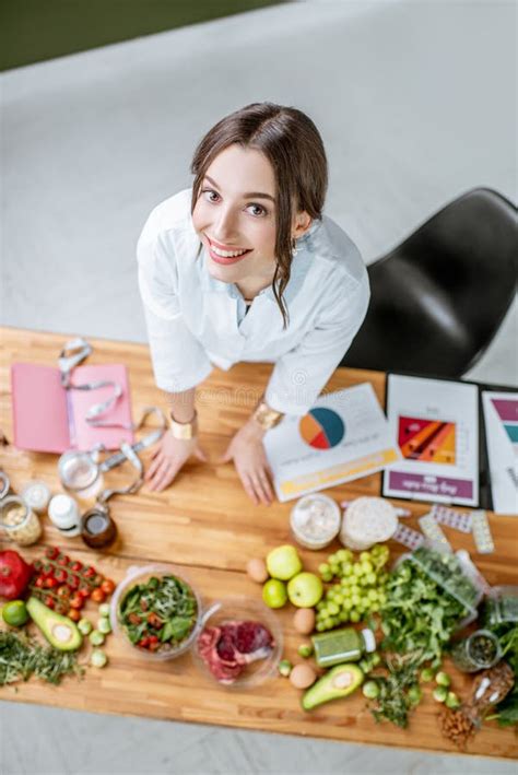 Portrait Of A Nutritionist With Healthy Food Stock Photo Image Of