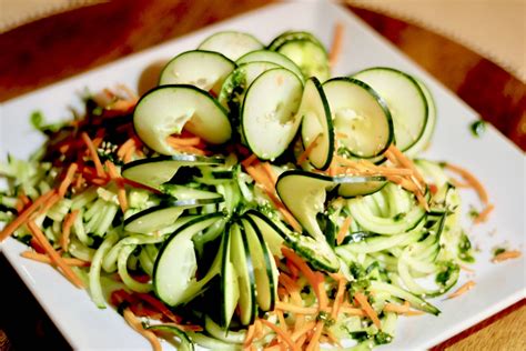Cucumber Carrot Salad With Pesto Lemon Vinaigrette Heavenly Healthy Gourmet