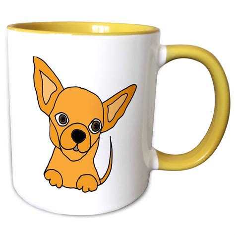 3drose Funny Cute Chihuahua Puppy Dog Cartoon Two Tone Yellow Mug