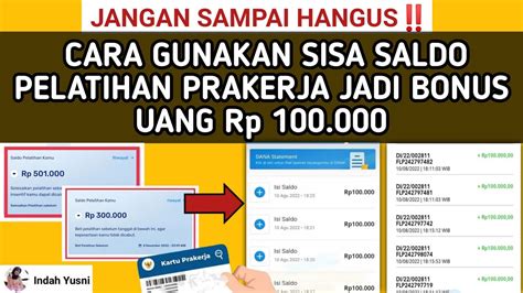 Cara Tukarkan Sisa Saldo Pelatihan Prakerja Jadi Cashback Uang Ribu