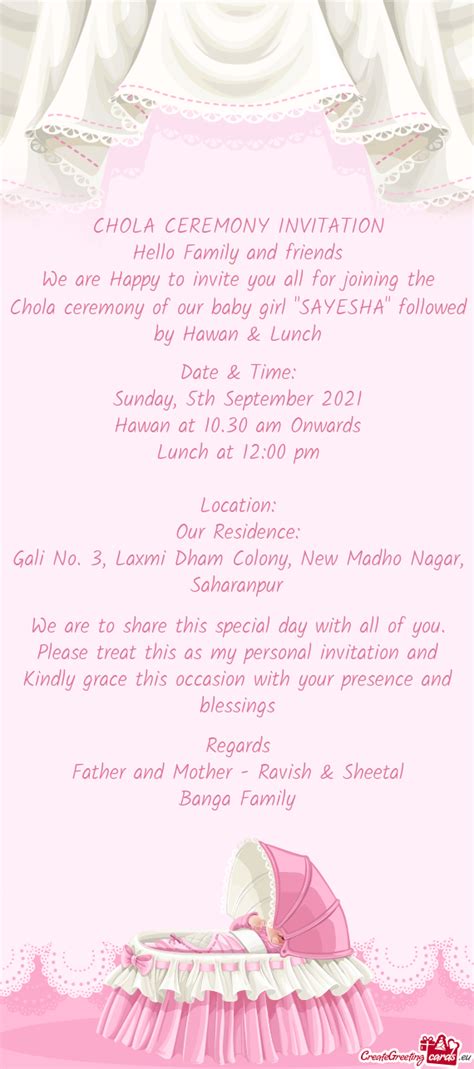 Chola Ceremony Of Our Baby Girl Sayesha Followed By Hawan And Lunch