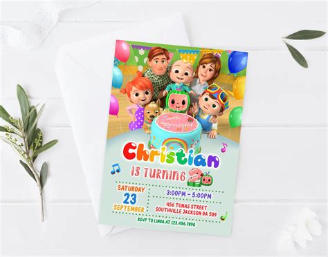 Cocomelon Birthday Party Invitation Printable Etsy In 2021 Baby Pin