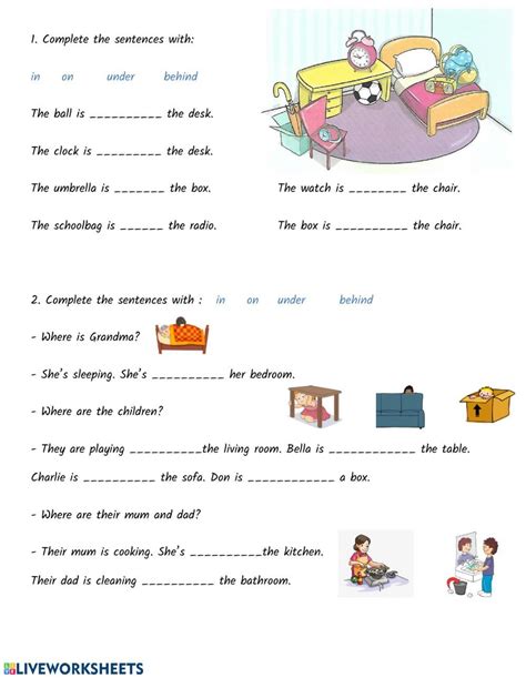Prepositions Of Place Exercise For Beginner Pre A English Lessons