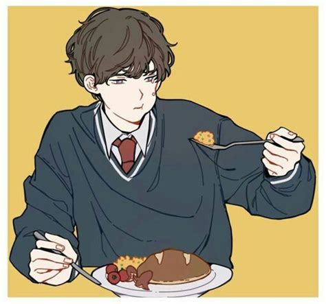 Anime Male Eating Grub Brown Hair Anime Masculino Arte Manga