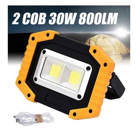 Buy Portable 2 Cob 30w 800lm Rechargeable Ip65 Led Flood Light Spot