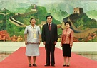 中國國家主席胡錦濤和夫人劉永清迎接出席歡迎宴會的貴賓