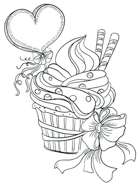 Valentine's day coloring pages for kids: kawaii cupcake coloring pages. Cupcake is a cake in a cup ...