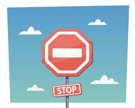 Cartoon Red Stop Sign Vector Objects In Flat Cartoon Style Stock