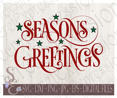 Seasons Greetings Svg Christmas Holiday Digital Svg File Etsy Uk
