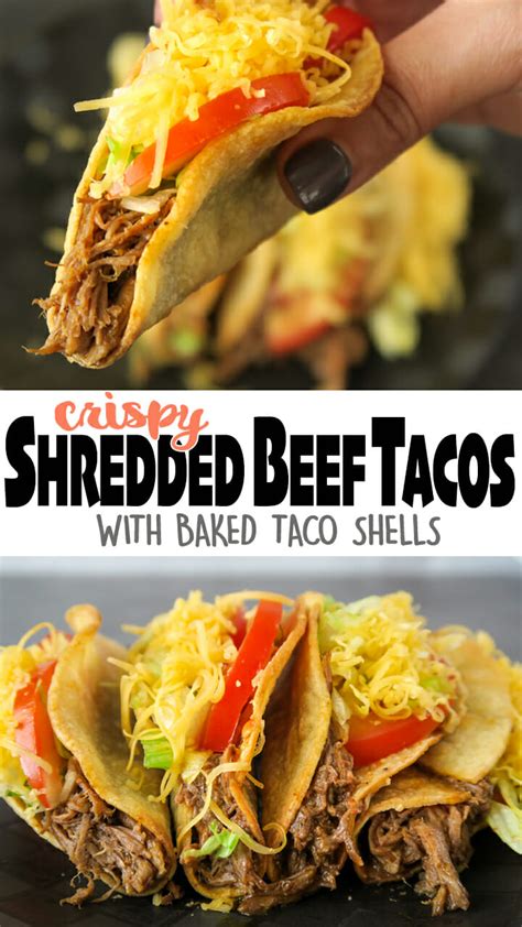 Crispy Shredded Beef Tacos With Baked Taco Shells Thats Deelicious