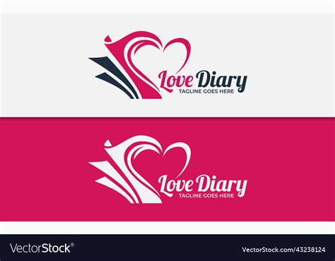Love Diary Logo Design Diary Book That Forms Vector Image