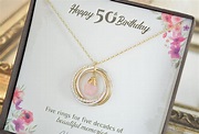 50th Birthday jewelry for women, 5 Decades necklace, 50th Birthday ...