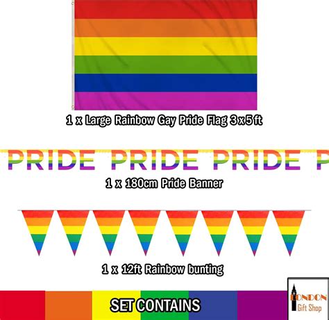 Akh Gay Pride Rainbow Flag Set 5x3ft Large Rainbow Flag 12ft