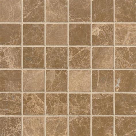 2x2 Emperador Light Marble Square Pattern Polished Mosaic Tile