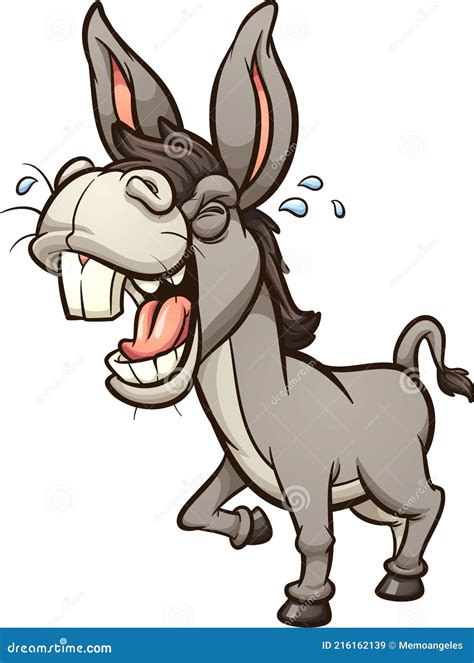 Laughing And Braying Gray Donkey Or Mule Stock Vector Illustration Of