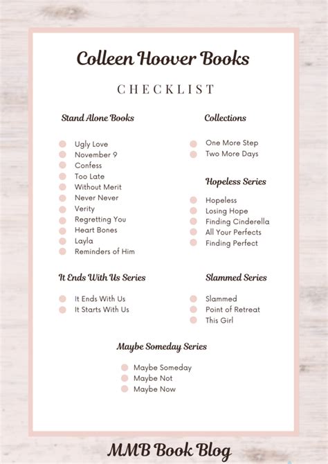 Updated List Of Colleen Hoover Books In Order And Checklist